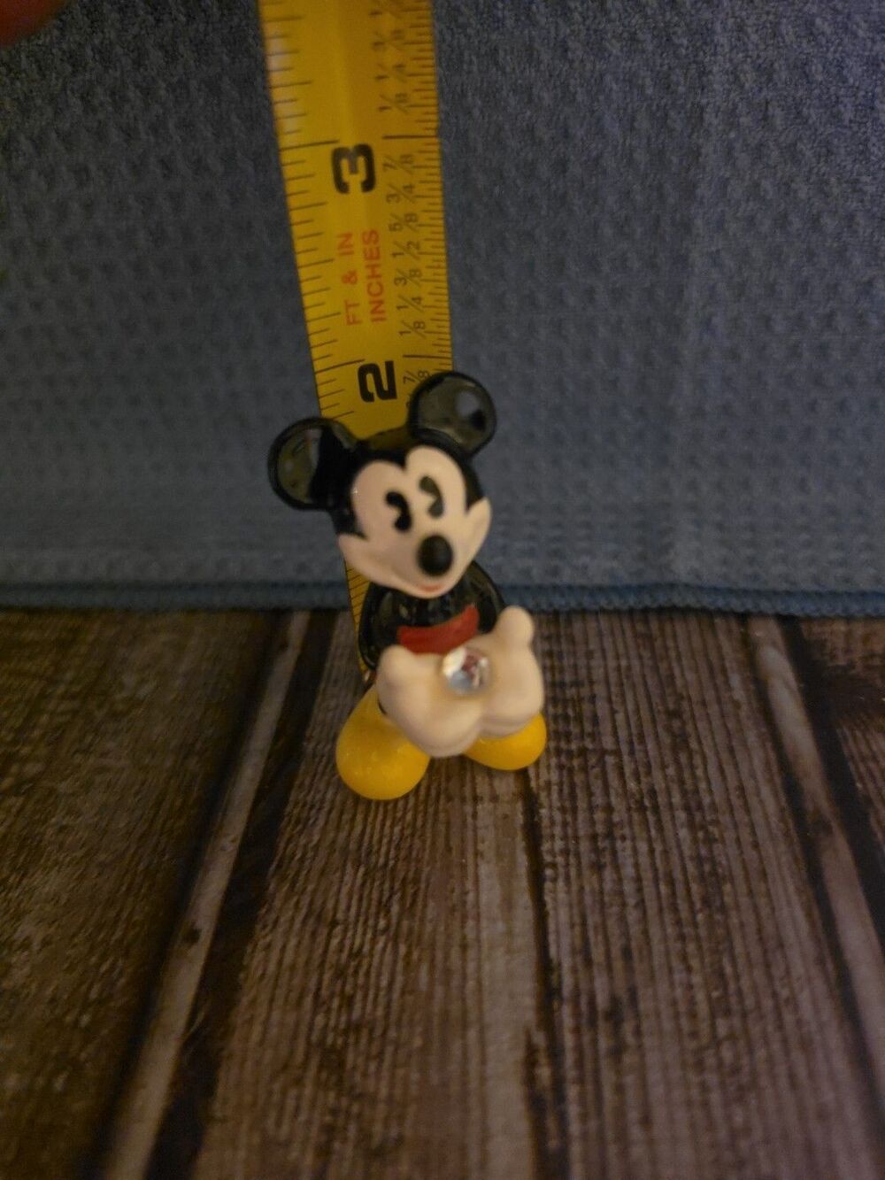 Miniature Vintage Mickey Mouse Figurine Holding Birthstone For April